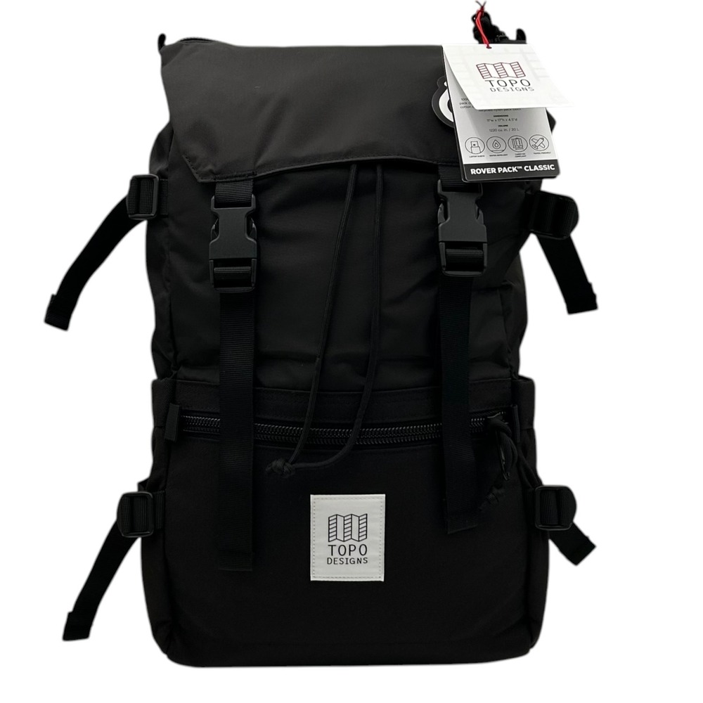 Topo Designs Men's Rover Pack 20L Backpack Black Fits 15" Laptop Water-repellent